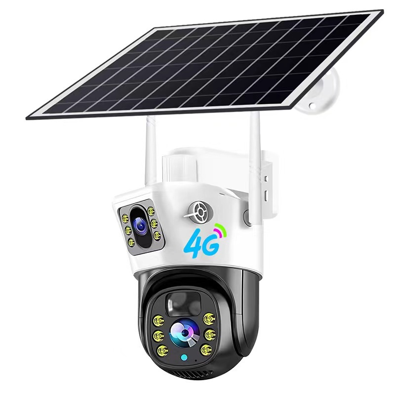 V380 pro Solar Powered Surveillance 4mp Wifi 4G Outdoor Security Camera Double Lens Hd Wireless Ptz Video Surveillance Ip Camer