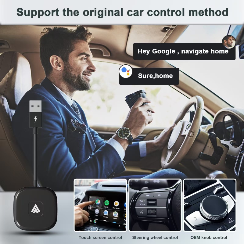 Smart Ai Box for USB Car Wireless CarPlay Android Auto Wired from Original Source Factory mobile map mobile music voice control