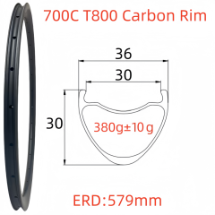 700C Road Bike Carbon Rim 36mm Width 30mm Depth Super Light Tubeless Disc Brake T800 Gravel Bike Carbon Rim