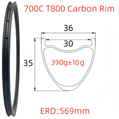700C Road Bike Carbon Rim 36mm Width 35mm Depth Super Light Tubeless Disc Brake T800 Gravel Bike Carbon Rim