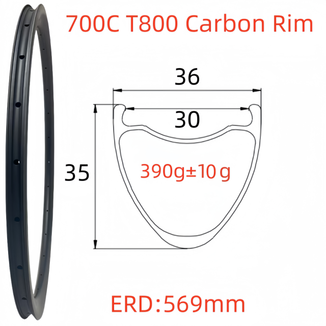 700C Road Bike Carbon Rim 36mm Width 35mm Depth Super Light Tubeless Disc Brake T800 Gravel Bike Carbon Rim