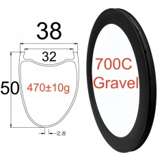 700C Road Bike Carbon Rim 38mm Width 50mm Depth Super Light Tubeless Disc Brake T800 Gravel Bike Carbon Rim