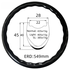 700C Road Bike Wave Carbon Rim 28mm Width 45mm Depth Tubeless 24Hole T800 Carbon Rim
