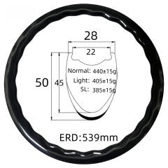 700C Road Bike Wave Carbon Rim 28mm Width 50mm Depth Tubeless 24Hole T800 Carbon Rim