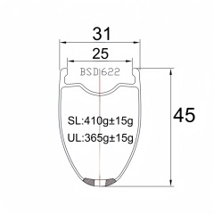 700C Road Bike Carbon Rim 31mm Width 45mm Depth Super Light Tubeless Disc Brake T800 Road Bike Carbon Rim