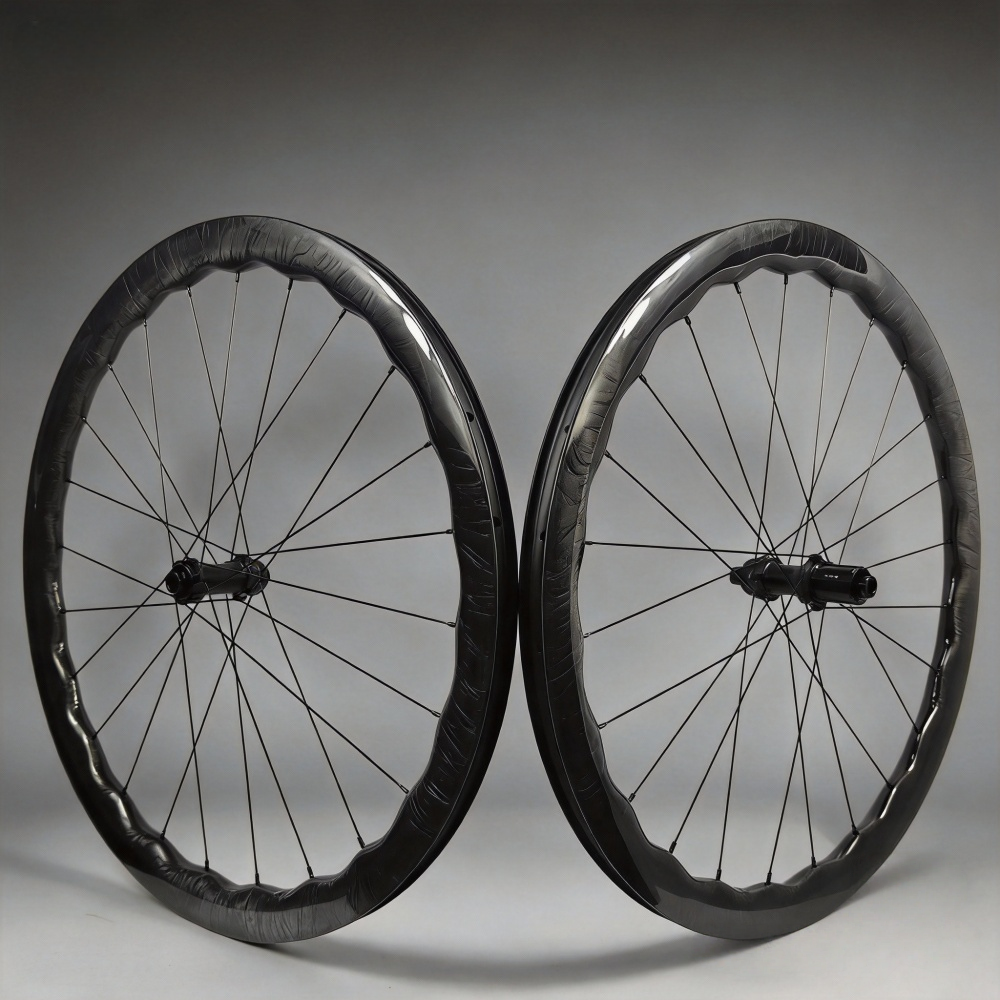 700C Road Bike Wave Carbon Wheelset 31mm Width 40 45 50mm Depth Super Light Tubeless 24Hole Road bicycle Wheelset