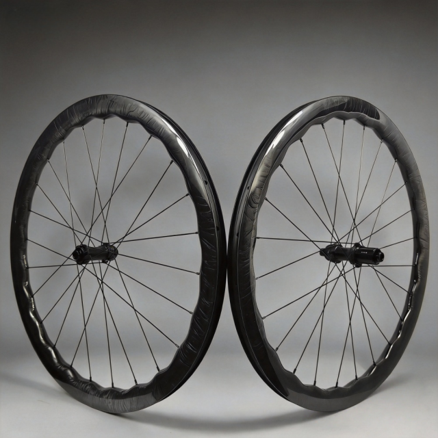 700C Road Bike Wave Carbon Wheelset 28mm Width 45 50 60mm Depth Super Light Tubeless 24Hole Road bicycle Wheelset