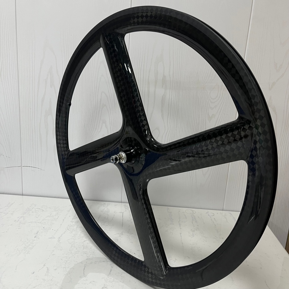 700C Road Bike Track fixed Gear TT Wheel 4 Spokes T800 Carbon Wheels 23mm Outer Width 41mm Depth Clincher Road Bike Wheels