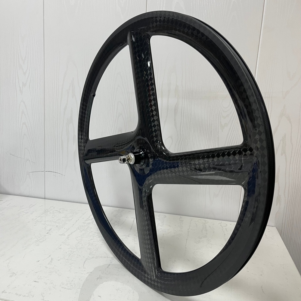 700C Road Bike Track fixed Gear TT Wheel 4 Spokes T800 Carbon Wheels 23mm Outer Width 41mm Depth Clincher Road Bike Wheels