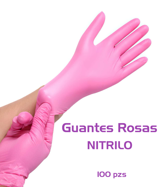 Guantes Rosas de Nitrilo