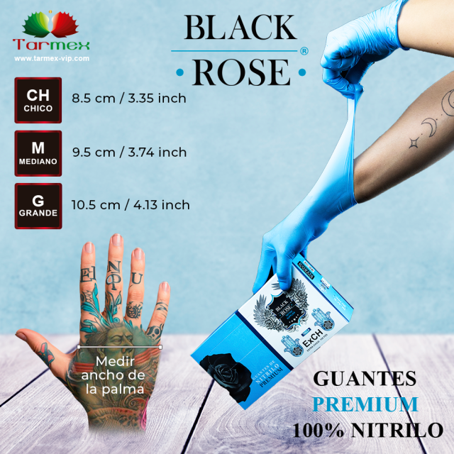 Guantes Premium Black Rose 100% Nitrilo Azul