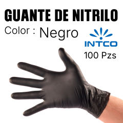 Guantes negro 100% Nitrilo INTCO, Sin Polvo