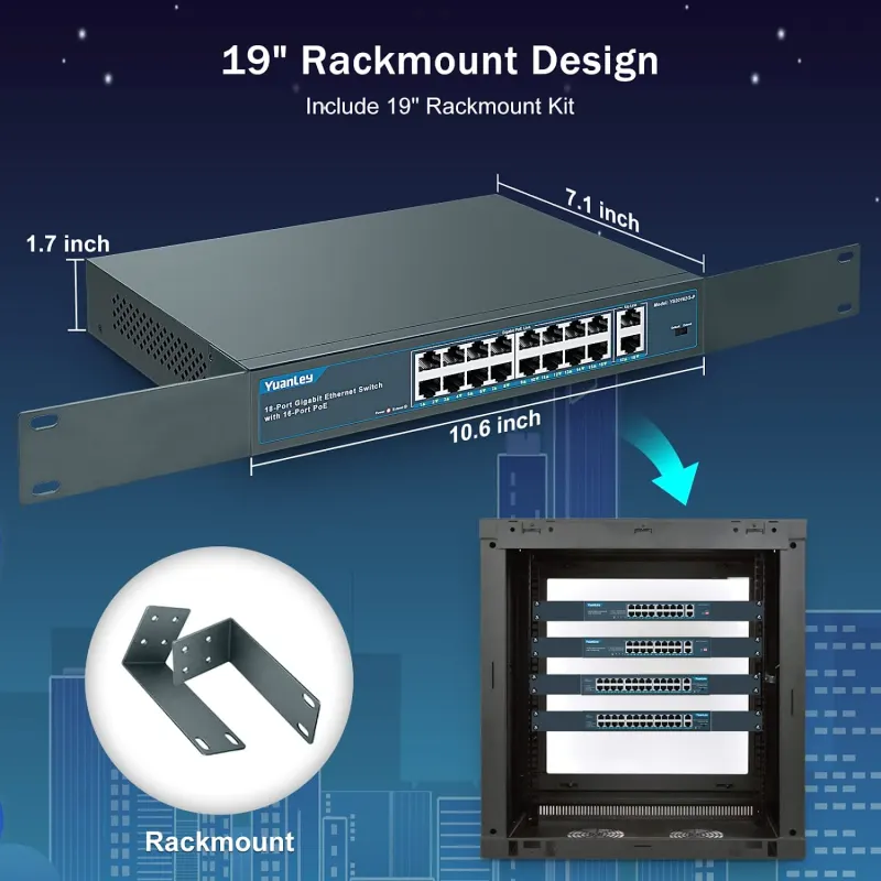FS 16-Port Gigabit PoE+ Unmanaged Switch, Desktop/Rackmount -  United  Kingdom