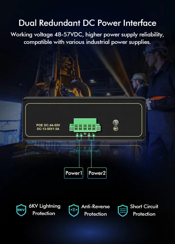 YuanLey 8-Port Industrial Gigabit PoE DIN-Rail Switch, 8 x Gigabit PoE+ Ports, 2 x 1000M SFP, 2 x 1000M Uplink Ports, IEEE802.3af/at 240W, Unmanaged, 24 Gbps Switching Capacity, IP40