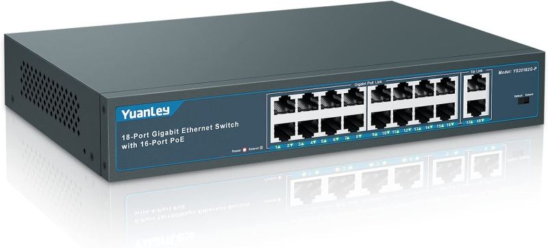 16-port Gigabit PoE Switch with 2 1,25GB SFP Ports Plug & Play – Elfcam