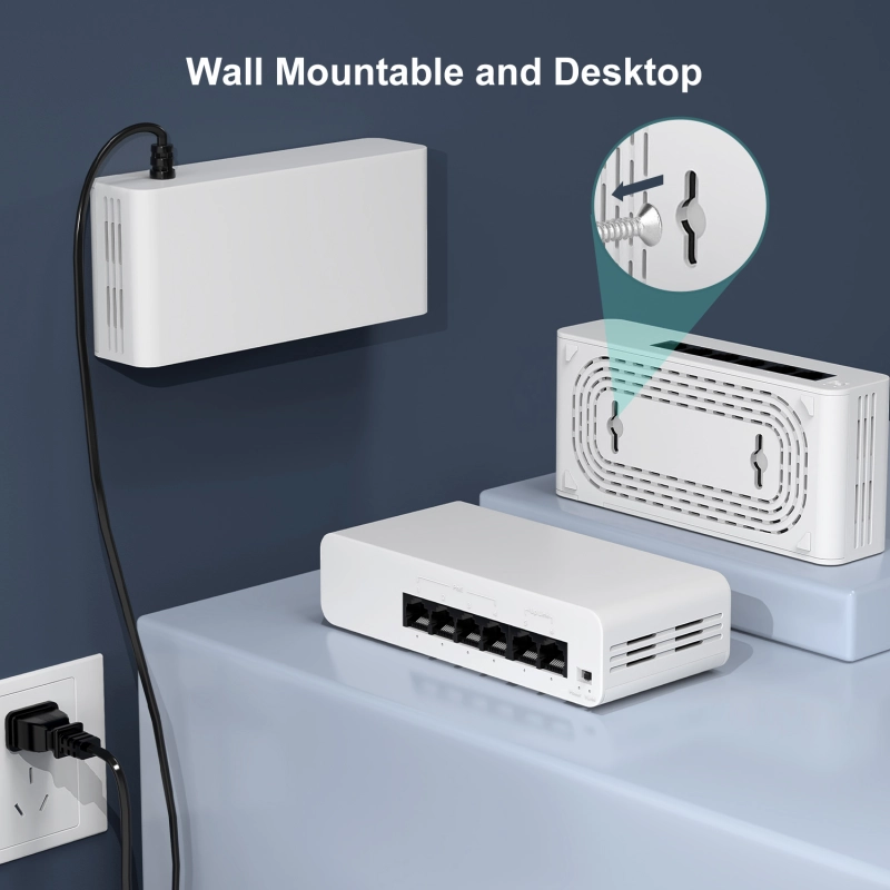 【2024 New Released】6 Port PoE Switch, 4 PoE+ Ethernet Port 100Mbps, 55W 802.3af/at, Extend 250m, Fanless, Yuanley Unmanaged PoE Network Switch Compatible for Hikvision, Reolink, Amcrest Security Camer