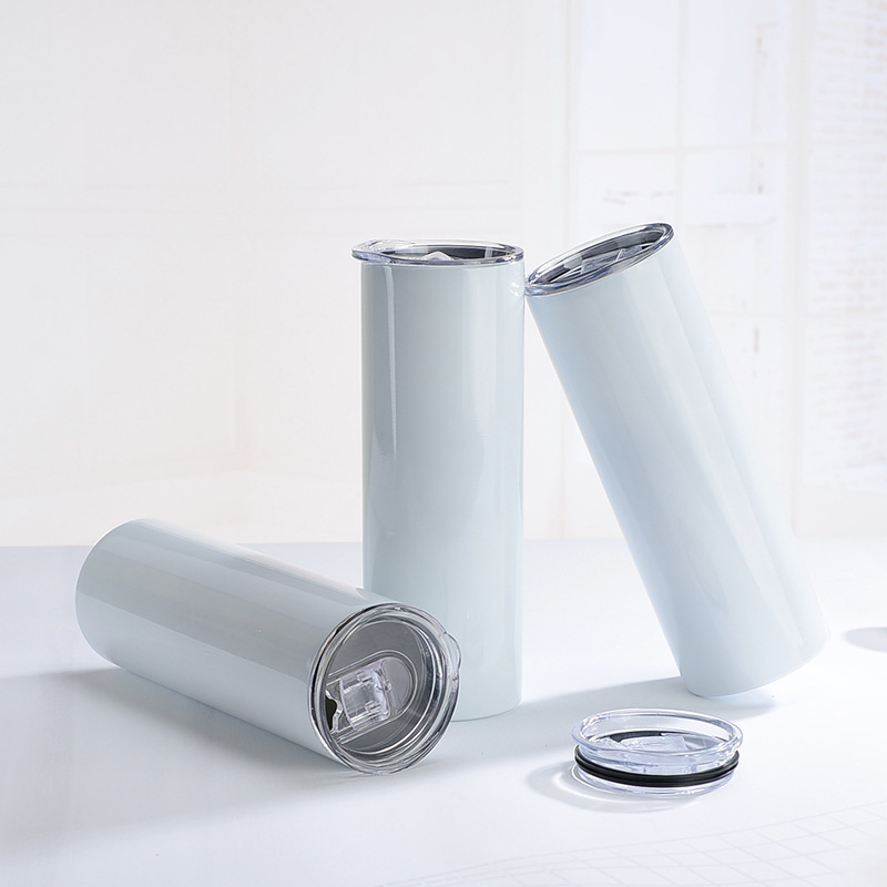 RTS US Warehouse Case of 25pack 20oz Sublimation Straight Skinny Tumblers wiht Plastic Straw&Lids