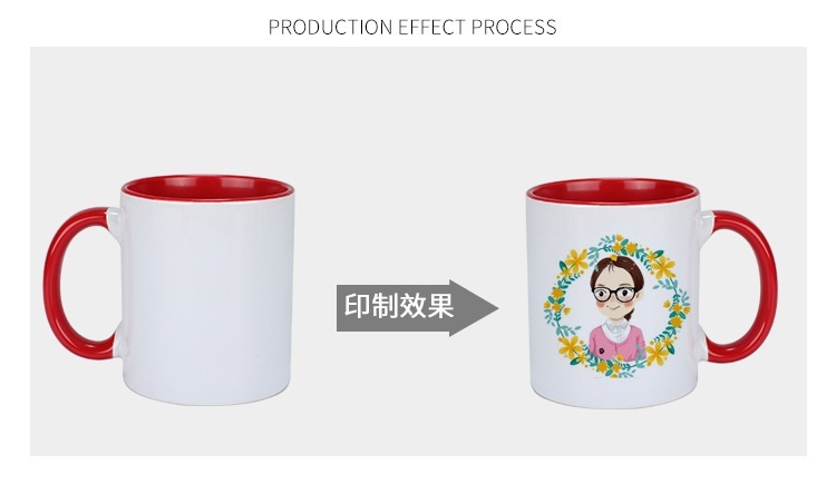 11oz Sub Ceramic Color Insided Mugs with Colored Handle - Chinese Warehouse