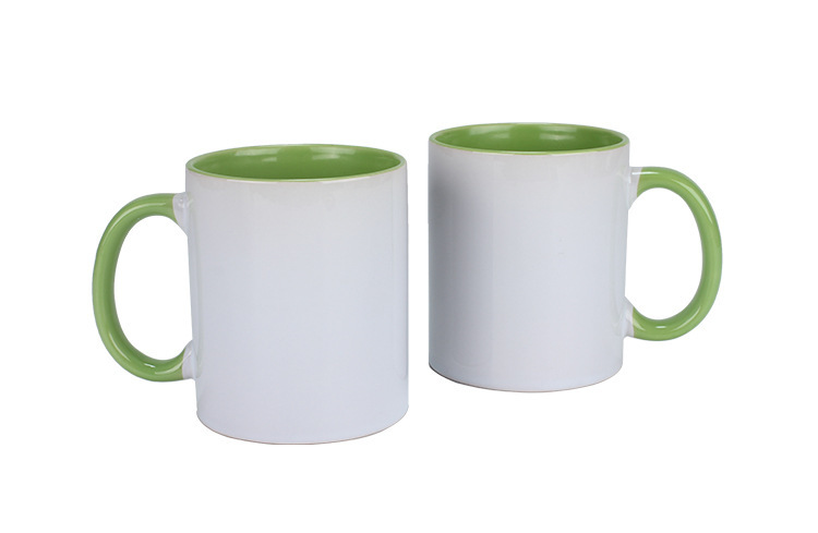 11oz Sub Ceramic Color Insided Mugs with Colored Handle - Chinese Warehouse