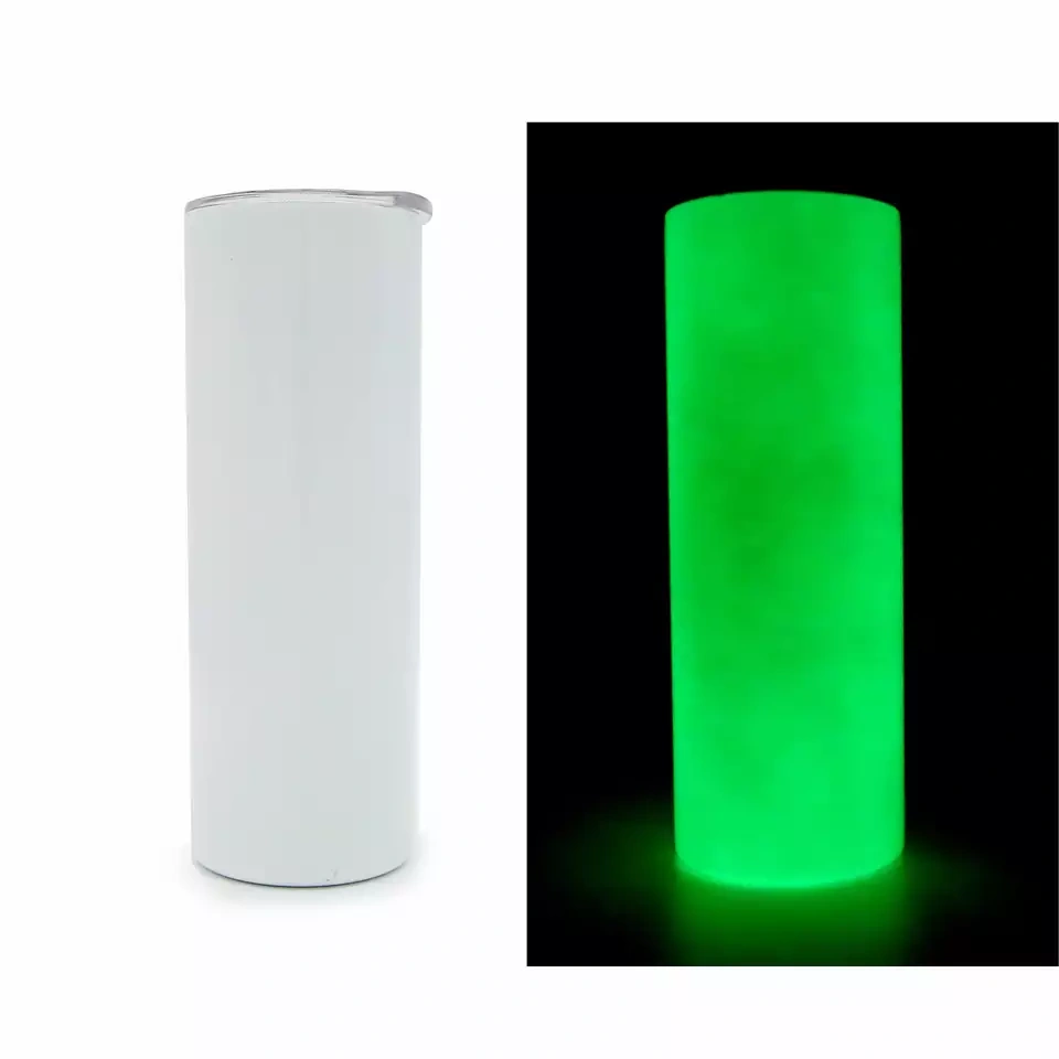 RTS US Warehouse Case of 35pack 20oz Sublimation UV Color Changing&Glow in the Dark Straight Skinny Tumblers with Plastic Straw&Lids