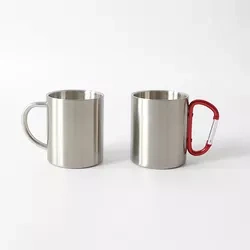 Case of 48pack 10oz Stationless Steel Sublimation Mountain Clamping Travel Coffee Mug with Carabiner Handle - Chinese Warehouse