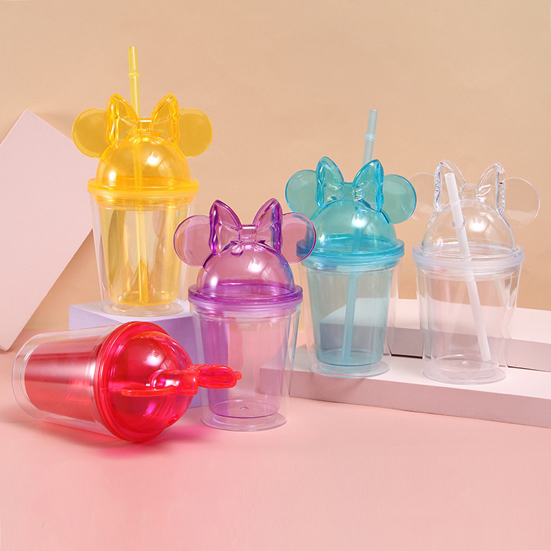 16oz Plastic Acrylic Double Wall Pre Drilled Snow Globe Mini Tumbler with Plastic Straw - Chinese Warehouse