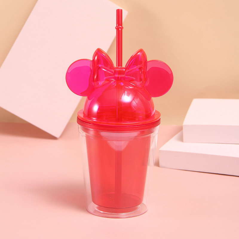 16oz Plastic Acrylic Double Wall Pre Drilled Snow Globe Mini Tumbler with Plastic Straw - Chinese Warehouse