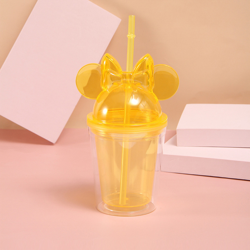 16oz Plastic Acrylic Double Wall Pre Drilled Snow Globe Mini Tumbler with Plastic Straw - Chinese Warehouse