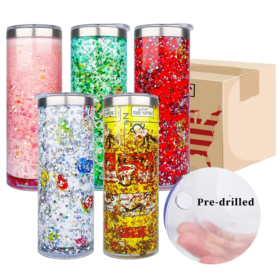 Case of 25pcs 20oz Staniless Steel White Sublimation Blanks DIY Snow GlobeTumbler - Chinese Warehouse