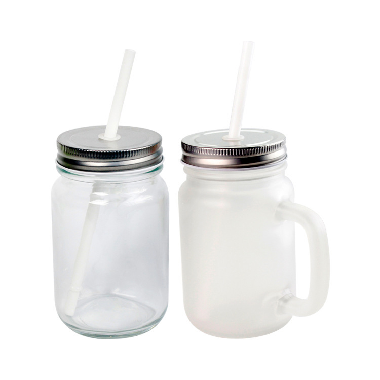 500ml/17oz Sublimation Case of 36pack Clear or Frost Glass Mason Jar with Handle -  Chinese Warehouse