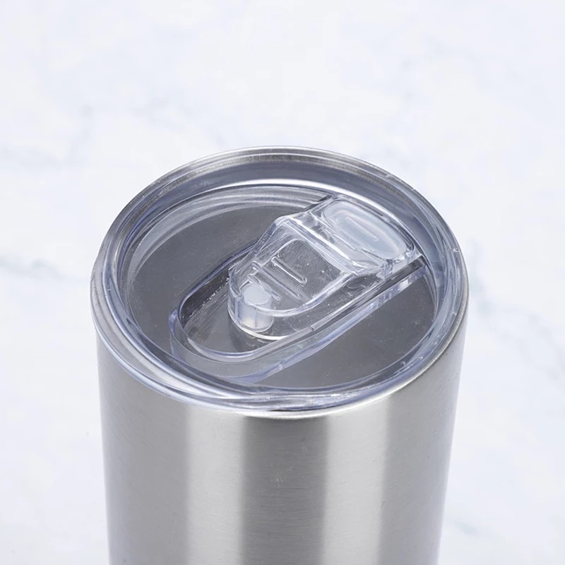RTS US Warehouse Case of 25pack 20oz Sublimation Silver Straight Skinny Tumblers with Plastic Straw&Lids