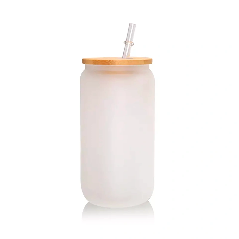 16oz Sublimation Case of 25pack Glass Can With Bamboo Lid and Plastic Straw - US Warehouse