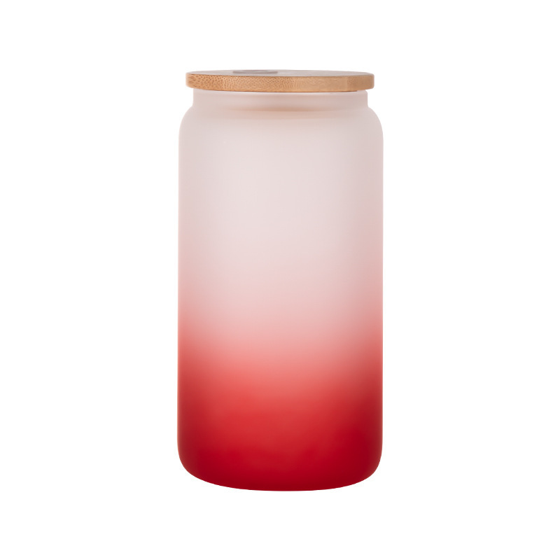 Case of 50pack 16oz Sublimation Ombre Glass Can With Bamboo Lid and Plastic Straw - Chinese Warehouse