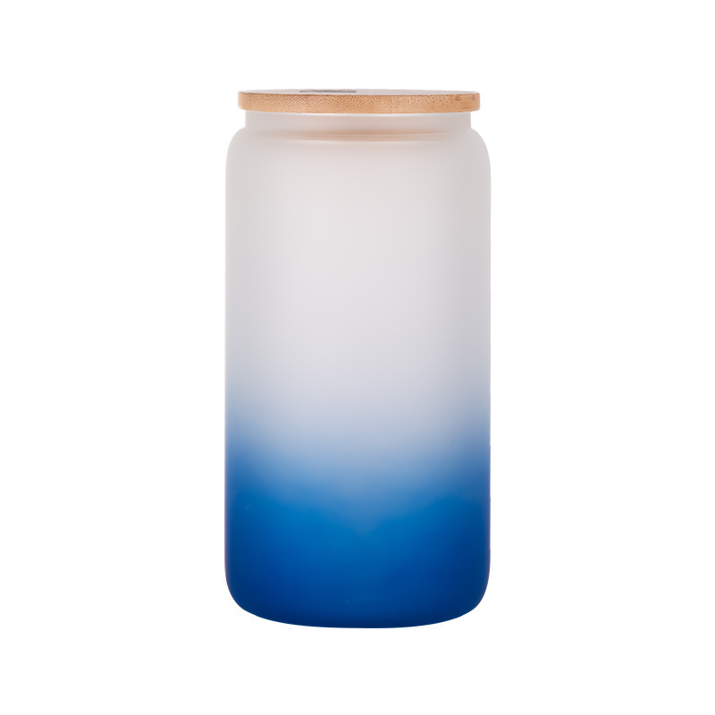 Case of 50pack 16oz Sublimation Ombre Glass Can With Bamboo Lid and Plastic Straw - Chinese Warehouse