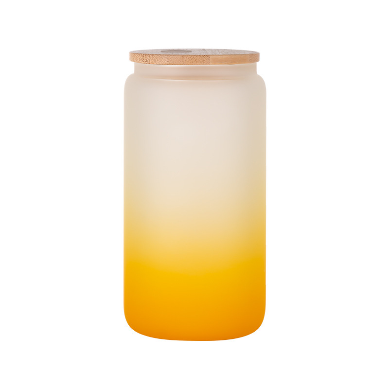 Case of 50pack 16oz Sublimation Ombre Glass Can With Bamboo Lid and Plastic Straw - Chinese Warehouse