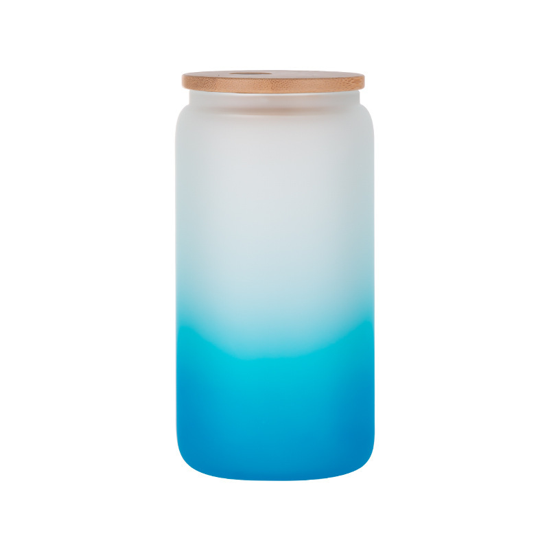 Case of 50pack 16oz Sublimation Ombre Glass Can With Bamboo Lid and Plastic Straw - Chinese Warehouse
