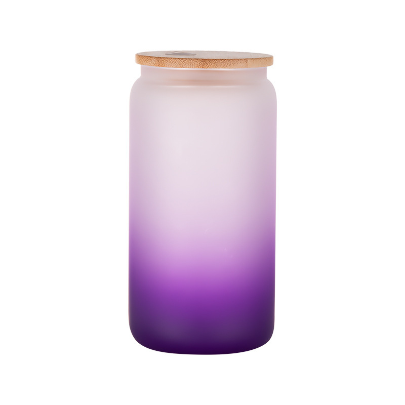 Case of 50pack 16oz Sublimation Ombre Glass Can With Bamboo Lid and Plastic Straw - Chinese Warehouse
