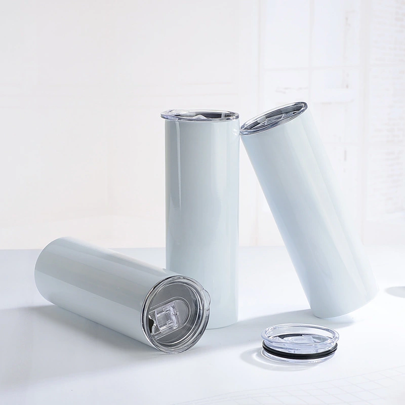 US Warehouse Case of 25pack 20oz Glossy Regular Edge Sub Straight Skinny  Tumblers with Plastic&Rubber Bottom