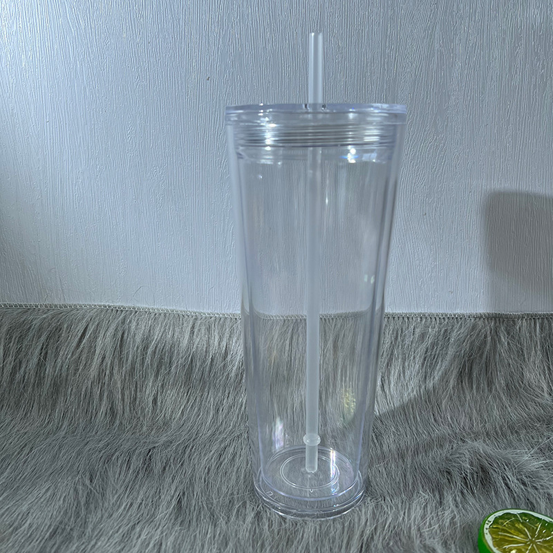 Plastic Acrylic Double Wall Pre Drilled Snow Globe Tumbler with Plastic Straw - Chinese Warehouse