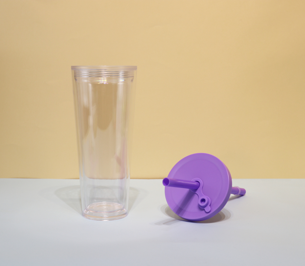 AS Plastic Double Wall babo tea Tumbler with silicone stopper Plastic Straw - Chinese Warehouse