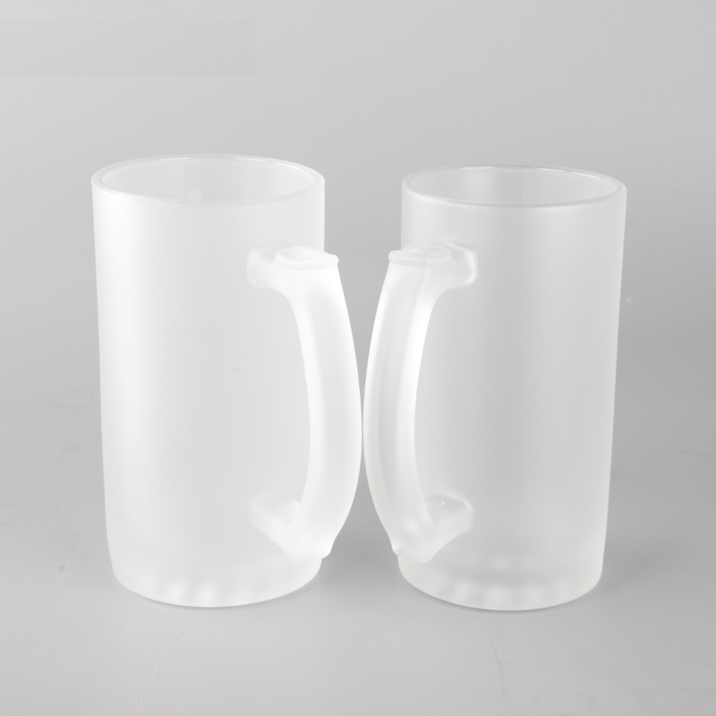 16oz Sublimation Case of 24pack Frosted&Clear Glass Can With Handle - US Warehouse