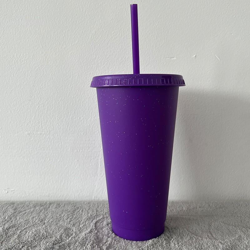 16oz/24oz case of 200pack Plastic Single Wall reusable matte glitter shimmer Tumbler with Plastic Straw - Chinese Warehouse