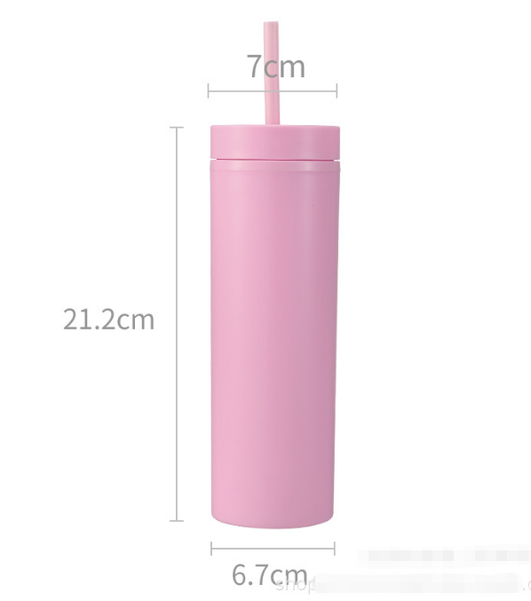 16oz Rubber paint  Plastic Double Wall multi color Tumbler with  Plastic Straw - Chinese Warehouse