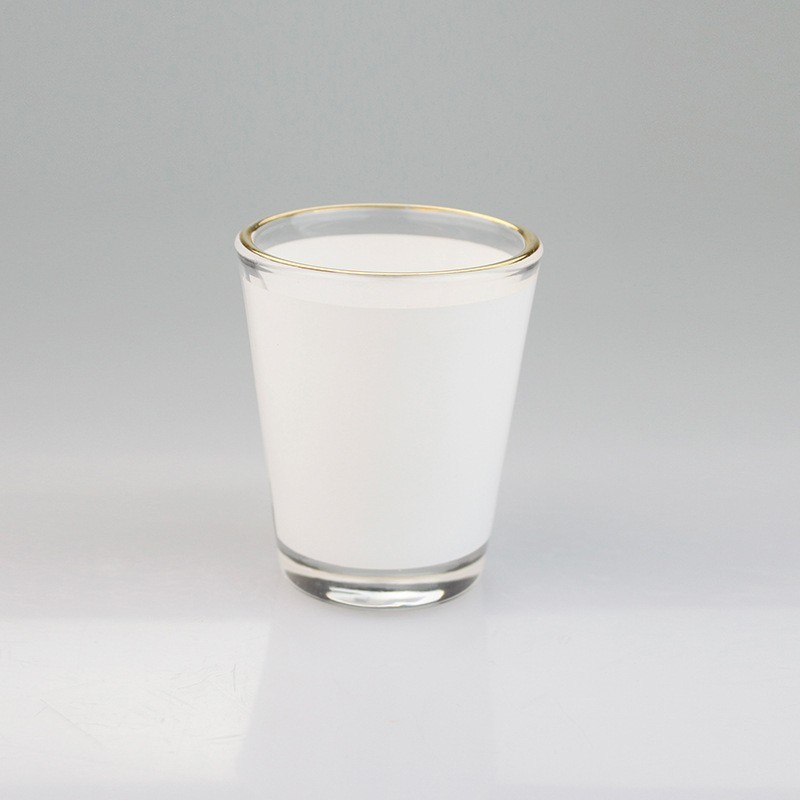 case of 144 pack RTS Chinese Warehouse 1.5oz white clear with gold ring Sublimation Whiskey Cocktail Shot Glasses