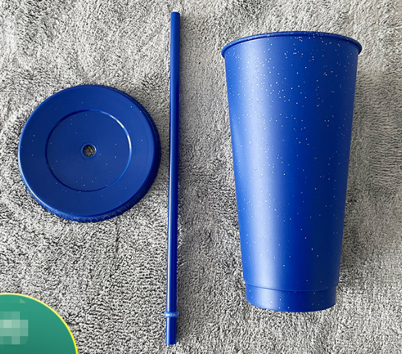 16oz/24oz case of 200pack Plastic Single Wall reusable matte glitter shimmer Tumbler with Plastic Straw - Chinese Warehouse