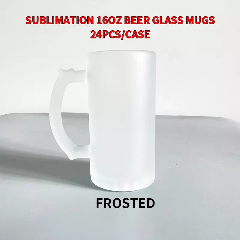 16oz Sublimation Case of 24pack Frosted Glass Can With Handle - US Warehouse
