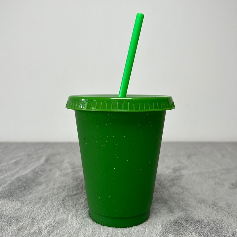 16oz/24oz case of 200pack Plastic Single Wall reusable matte glitter shimmer Tumbler with Plastic Straw - Chinese Warehouse