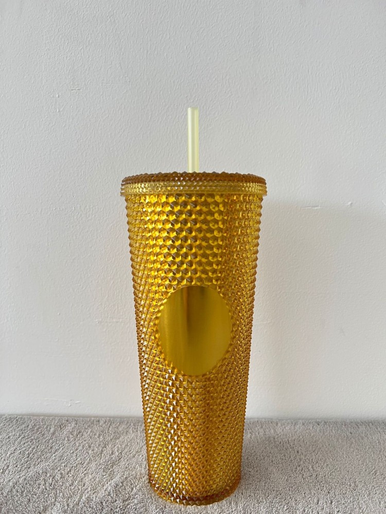 24oz Plastic Acrylic Double Wall Durian Cup with Plastic Straw - Chinese Warehouse