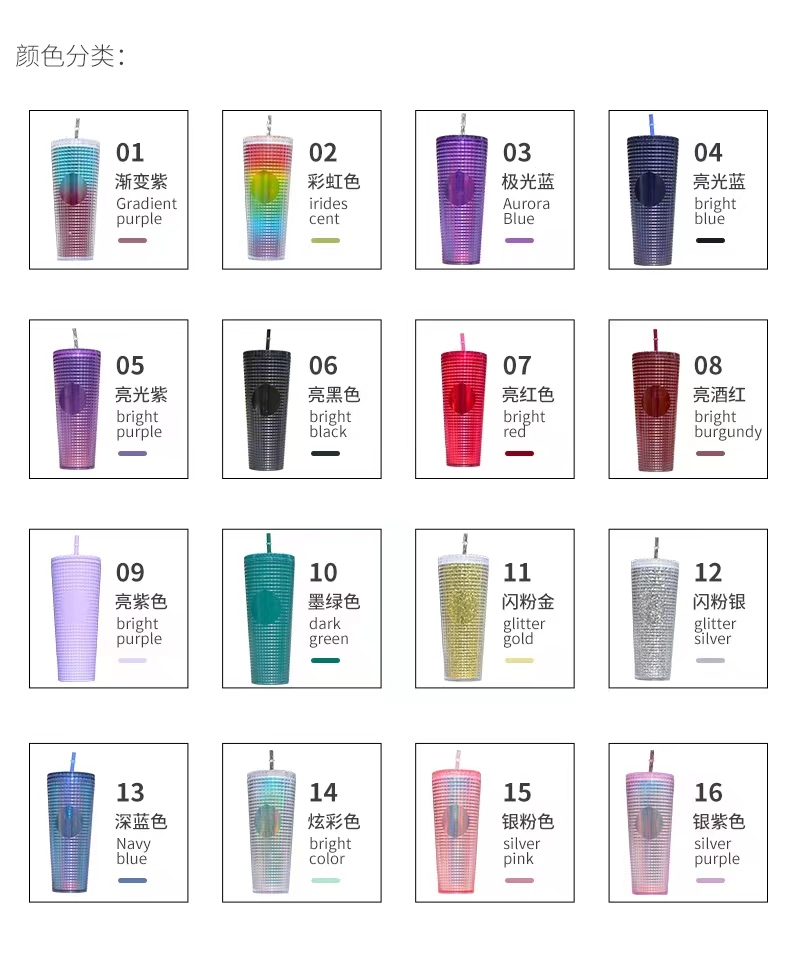 24oz Plastic Acrylic Double Wall Studded tumbler with straw and lid Waffle grid corn bottle - Chinese Warehouse