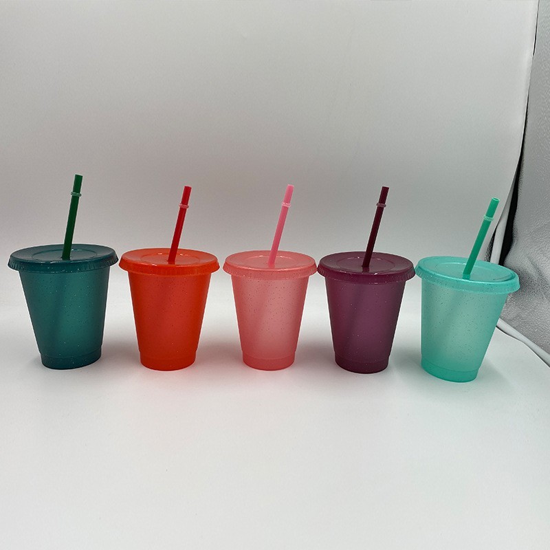 16oz/24oz Plastic Acrylic single Wall reuseble Tumbler with Plastic Straw - Chinese Warehouse